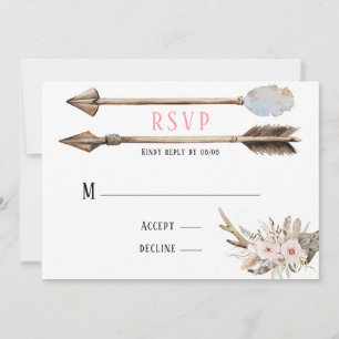 Bröllopet OSA Boho Blommigts & Hjort Antlers Arrow Inbjudningar