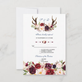 Bröllopet OSA Burgundy Blommigt Navy Blue Antlers
