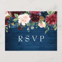 Bröllopet OSA Burgundy Navy Blue  Watercolor Vykort