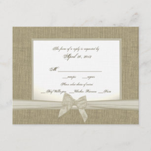 Bröllopet OSA Burlap och Bow Rustic Kort