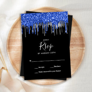 Bröllopet OSA elegant Blue Silver Glitter Drives Anteckningskort