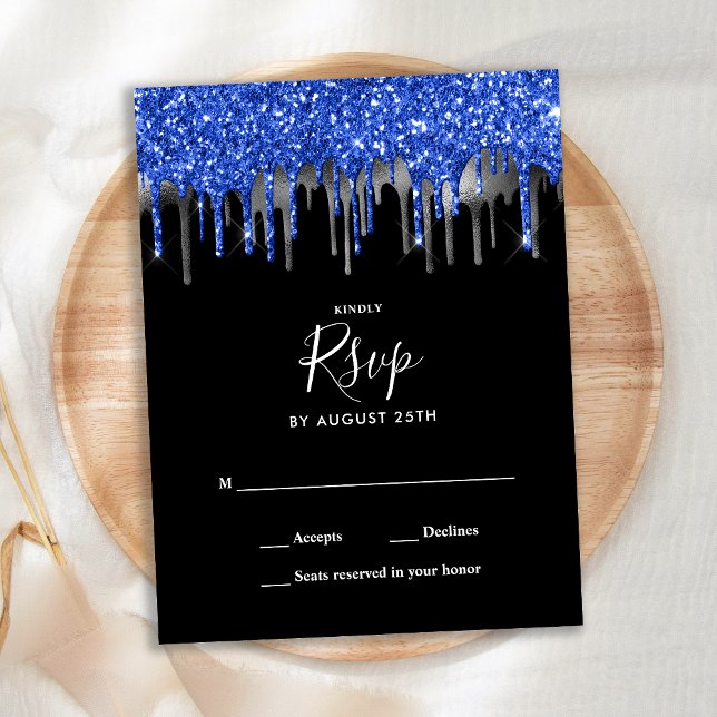 Bröllopet OSA elegant Blue Silver Glitter Drives Vykort (Skapare uppladdad)