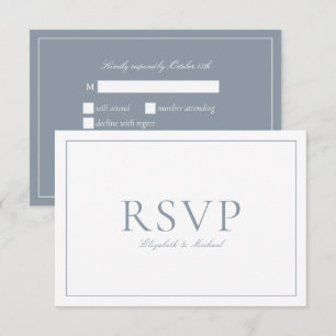 Bröllopet OSA elegant Dusty Blue Calligraphy Kort