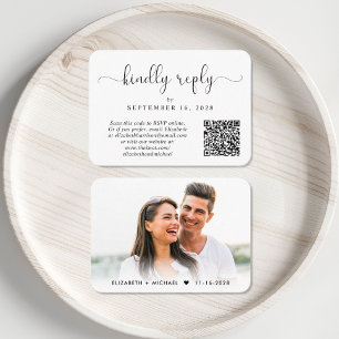 Bröllopet OSA elegant Script Photo QR-kod Tilläggskort