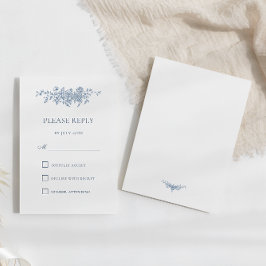 Bröllopet OSA elegant Vintage, Blommigt, blått Kort