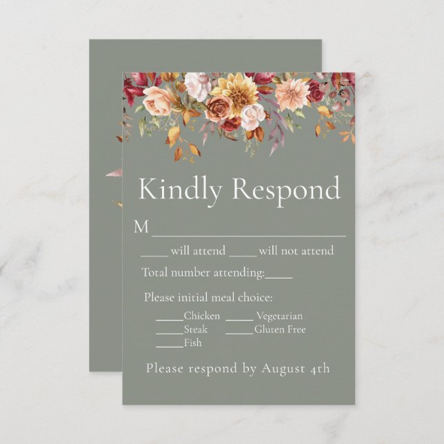 Bröllopet OSA Fall Foliage Autumn Sage Grönt (Fram/baksida)