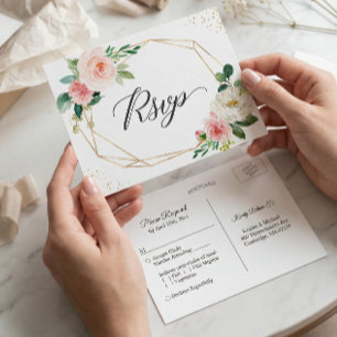 Bröllopet OSA för den Blommigten Guld Glitter Inbjudan Vykort