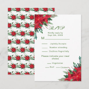 Bröllopet OSA Jul Red Poinsettia Flowers Kort