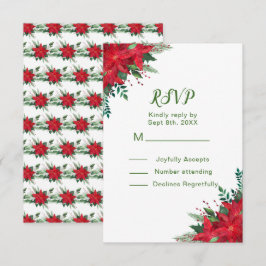 Bröllopet OSA Jul Red Poinsettia Flowers Kort