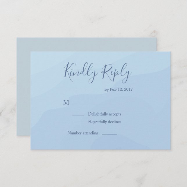 bröllopet OSA Klistra in blå vattenfärg för elegan Inbjudningar (Fram/baksida)