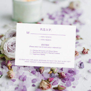 Bröllopet OSA Lavender & White Dinner Options Kort