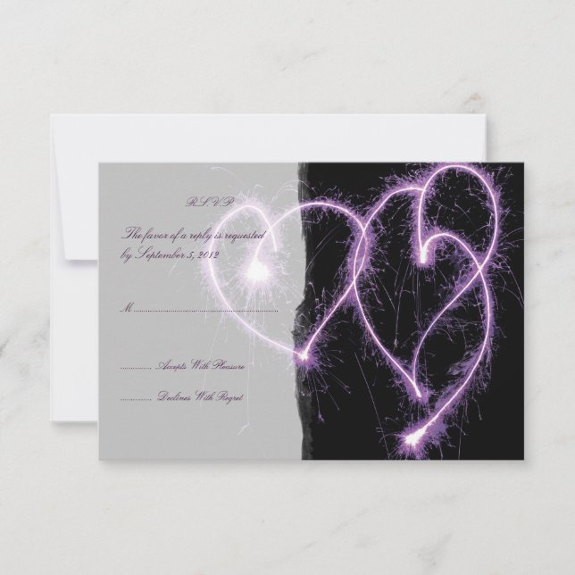 Bröllopet OSA lila Two Hearts Sparklers Kort (Framsida)