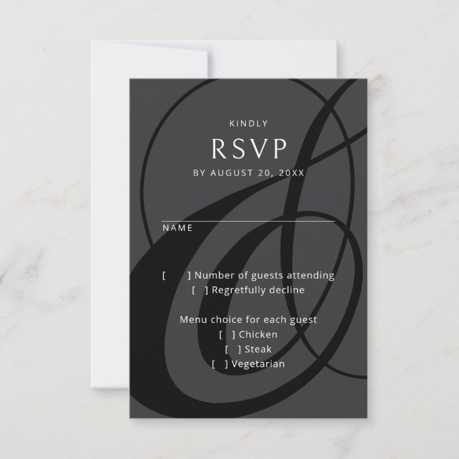 Bröllopet OSA Modern Script Black White Ampersand Kort (Framsida)