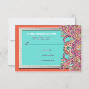 Bröllopet OSA Moroccan Tangerine & Aqua Inbjudningar