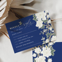 Bröllopet OSA Navy Blue Chinoiserie Bird Peony