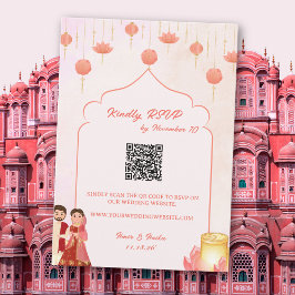 Bröllopet OSA Persika Rosa Lotus Lanterns Theme Inbjudningar