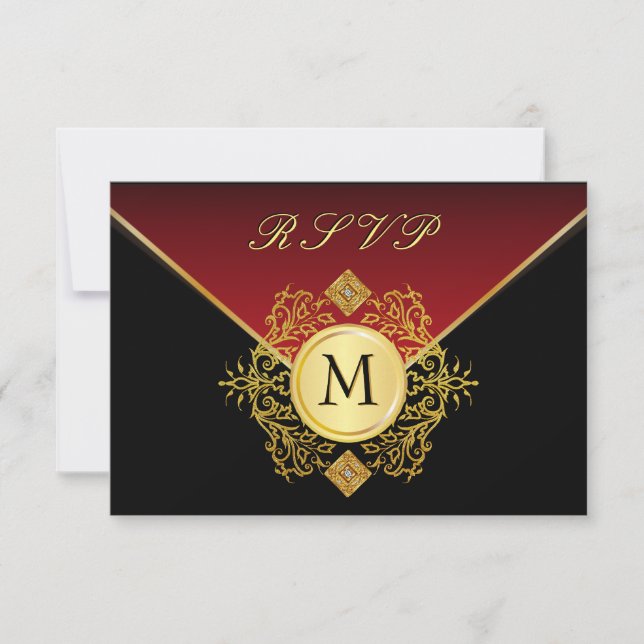 Bröllopet OSA Red Guld Black Birthday Kort (Framsida)