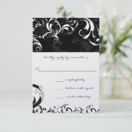 Bröllopet OSA Royal Black Swirls Kort