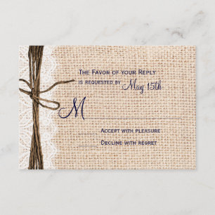 Bröllopet OSA Rustic Land Burlap Snöre Twine Kort