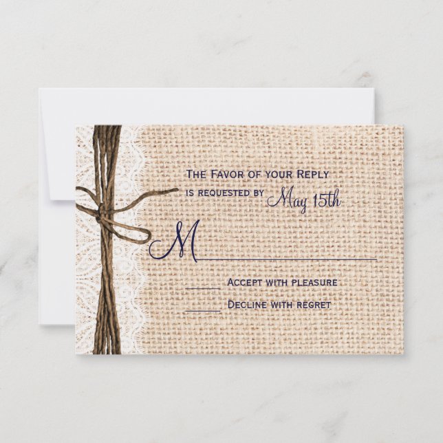 Bröllopet OSA Rustic Land Burlap Snöre Twine Kort (Framsida)