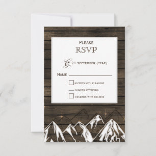 Bröllopet OSA Rustic Mountain av barn wood Camping Kort