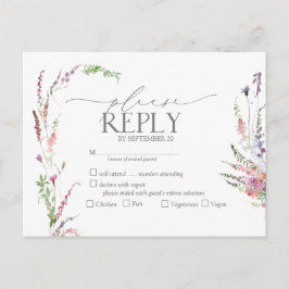 Bröllopet OSA trendig Elegant Wildblomma Blommigt Inbjudan Vykort