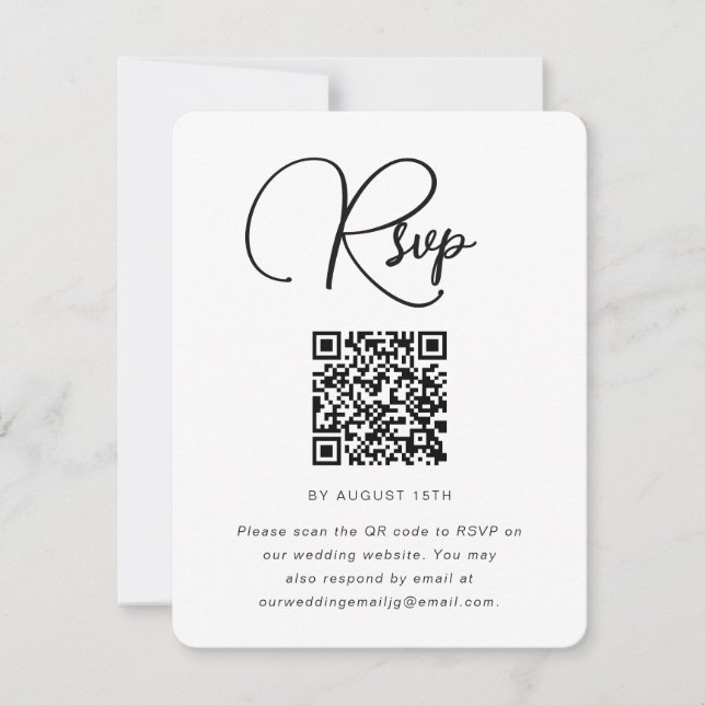 Bröllopet OSA trendig svartvitt med QR-kod (Framsida)