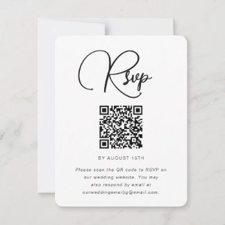Bröllopet OSA trendig svartvitt med QR-kod Kort
