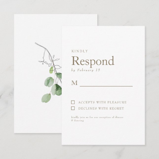 Bröllopet OSA Vår Botaniskt vit Guld Kort (Fram/baksida)