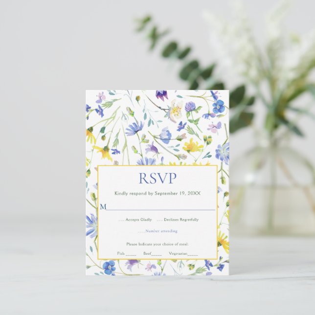 Bröllopet OSA Watercolor Wildblommor (Stående Fram)