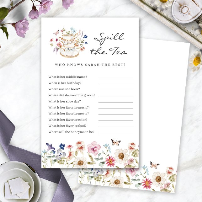 Bröllopet Spill Te Tävlingen (Bridal Shower Spill The Tea Game by Painted Paperie
)