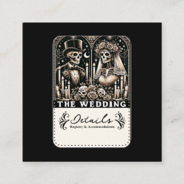BRÖLLOPET Tarot Skelett Brud & Brudgum Fyrkantigt Visitkort
