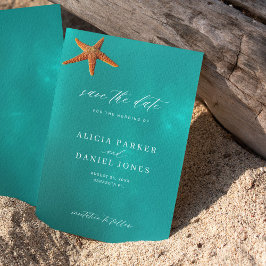 Bröllopet till sommarhavets stranddestination spara datumet