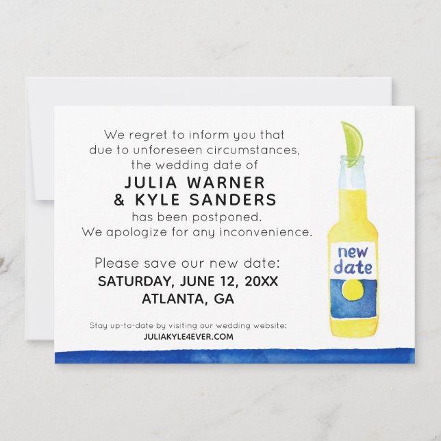 Bröllopet uppskjutet kort (Framsida)