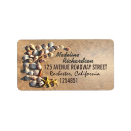 Bröllopetiketter med sjöhäckar och stjärnfisk adressetikett