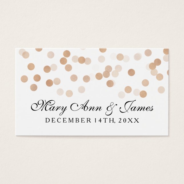 Bröllopets för Märkre Faux Copper Foil Glitter Lju Visitkort (Framsidan)