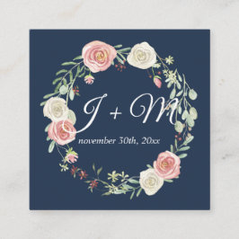 Bröllopfölje som staplar blommigt för fyrkantigt visitkort