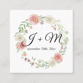 Bröllopfölje som staplar den rodna blom- kranen fyrkantigt visitkort