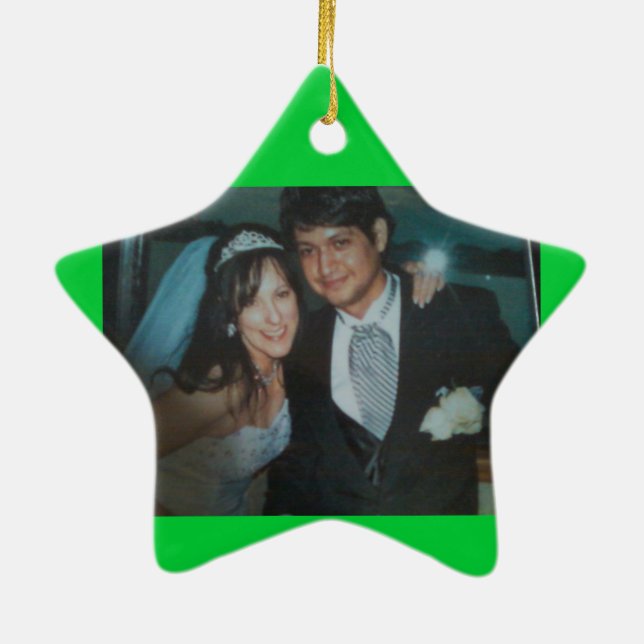 Bröllopfoto Ordimant för din första jul Julgransprydnad Keramik (Baksidan)