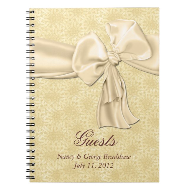 Bröllopgästen undertecknar i anteckningsbok (Framsidan)