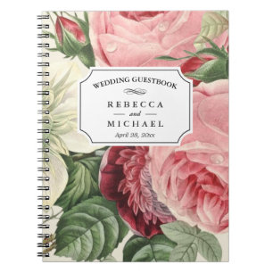 BröllopGuestbook - botaniska blommor för vintage Anteckningsbok Med Spiral