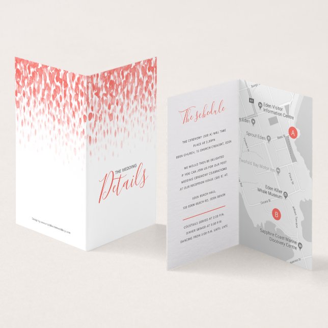 Bröllophändelsen specificerar kartan för schema kort (In- och utsida)