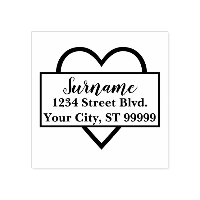 Bröllophjärtareturadress Stämpel (Tryck)