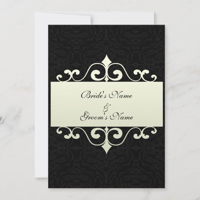 Bröllopinbjudan - Crystal vit på svart backgr Inbjudningar (Framsida)