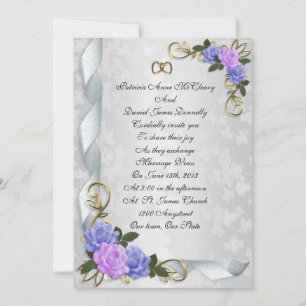 Bröllopinbjudan elegant lavender och blue ro inbjudningar