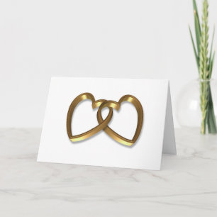 Bröllopinbjudan, enkel länkad guld-hjärtan 3D Inbjudan