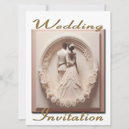 Bröllopinbjudan Ett par i en cirkel av blommor Inbjudningar