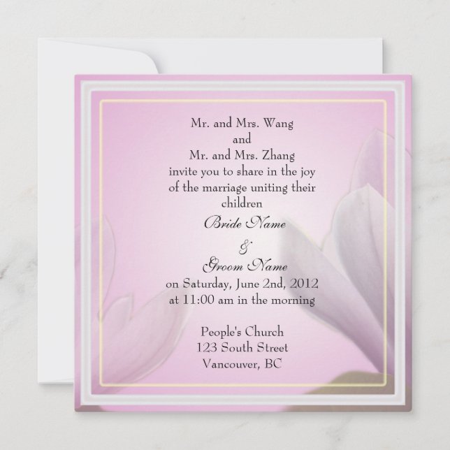 Bröllopinbjudan från brudgummens föräldrar inbjudningar (Framsida)