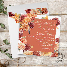 Bröllopinbjudan på Blommigten hösten - fyrkant Inbjudningar