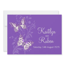 Bröllopinbjudan till lila White kräm bröllopsinbju